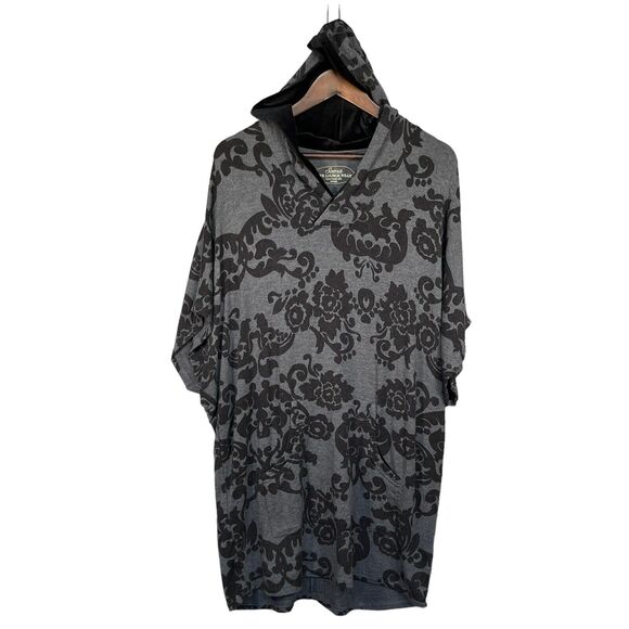 Soma Luxuriously Soft Live Hooded Loungewear Women Size M Gray Floral Batwing - Picture 2 of 12